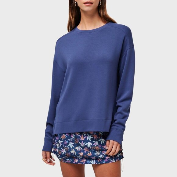 Travis Mathew Lacewings Crewneck Sweatshirt Sz M Oversized Oceana Blue Solid - Picture 1 of 7